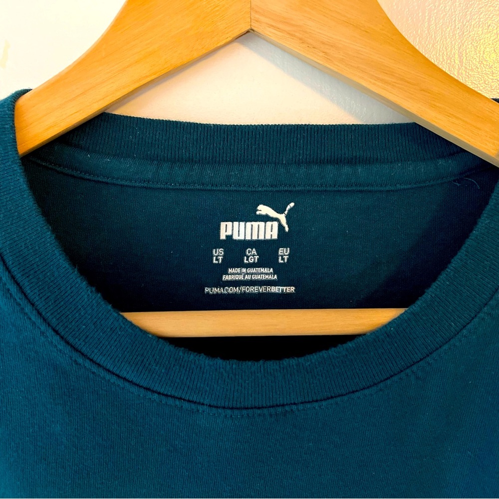 PUMA T-shirt - LT ( between L & XL) - Teal (blu/grn) with Black logo on front
